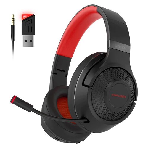 BG-01 Black Red Casque de jeu filaire supra-auriculaire avec microphone, dongle USB, casque Bluetooth sans fil, UG01, 2.4 mesurz, PS5, PS4, PC Gamer ""Nipseyteko""