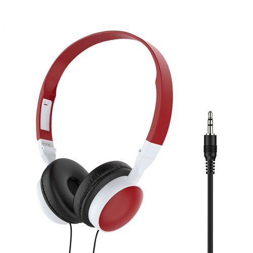 Rouge Casque pliable filaire pour téléphone, casque de basse audio HiFi, casque de musique, casque de jeu de sport, tablettes et PC, 3.5mm, mode ""Nipseyteko""