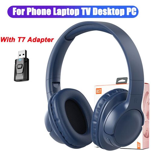BST-Blue T7Adapter Casque sans fil Bluetooth RVB, casque stéréo HIFI, casque antibruit de sport, prise en charge de la carte TF, ordinateur portable, PS4, PS5, TV, PC ""Nipseyteko""