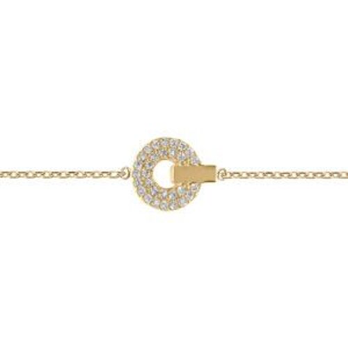 Bracelet Plaqué Or Rond Oxydes Blancs Sertis 18cm Réglable 16