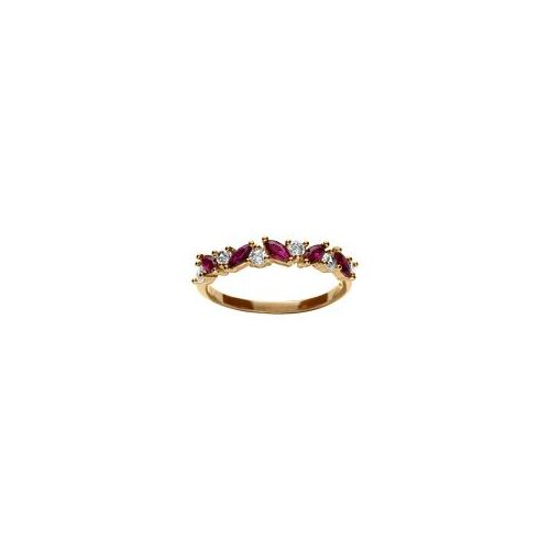 Bague Plaqué Or Marquise Oxydes Fushia Et Blancs