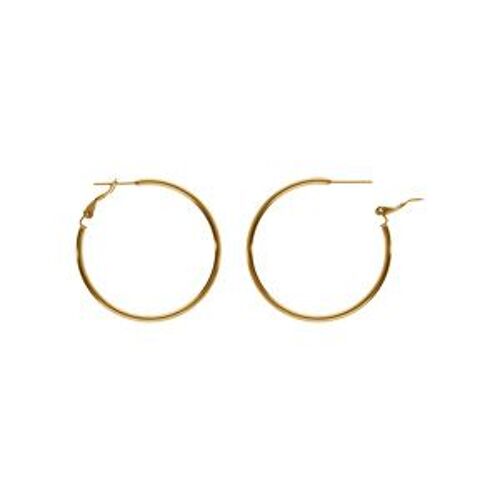 Créole Acier Doré Jaune Fil 2mm Diamètre 40mm Tige Et Clapet