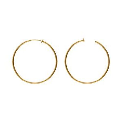 Créoles Acier Doré Tube 47mm Système Clip Et Ressort