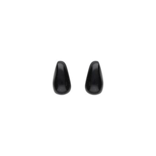 Boucles D'oreilles Tige Argent Rhodié Goutte En Verre Noir