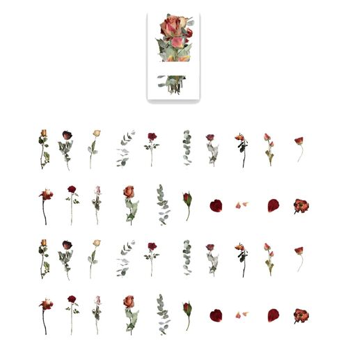 40 Pcs Fleur Autocollant Exquis Beau Divers Autocollants Décoratifs Pour Diy Scrapbooking Journaling Type 1