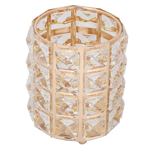 Métal Cristal Maquillage Pinceau De Rangement Tube Sourcils Crayon Bijoux Boîte De Rangement(Or)