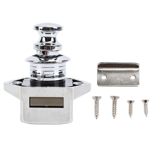 Bouton-Poussoir Loquet Sans Clé Pratique Sécurité Renforcée Installation Facile Pour Vr Yacht Camping-Car Caravane Chrome