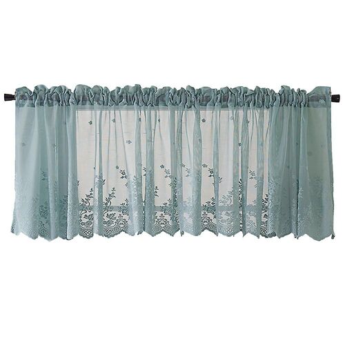 Beaux rideaux de demi-fenêtre courts en dentelle pour la cuisine à domicile du café (137 * 61cm bleu)
