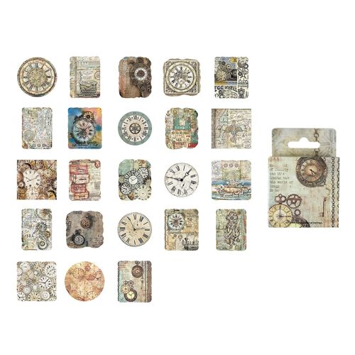 46pcs Journal Décoratif Décalcomanie Auto-Adhésif Vintage Horloge Modèle Journal Autocollants Pour Manuels Cahiers Albums Théorie De Rotation Des Années