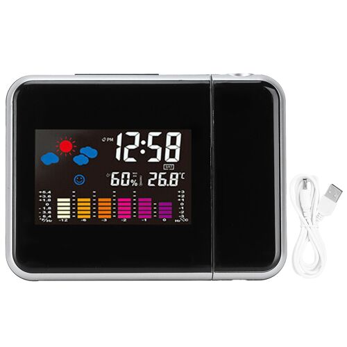 Réveil Projection Prévisions météorologiques Moniteur de température et d'humidité Rétroéclairage Écran couleur Horloge à calendrier perpétuel