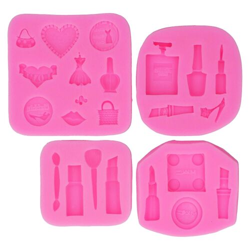 Moules En Silicone Pour Outils De Maquillage De Qualité Alimentaire : 4 Moules À Fondant Antiadhésifs Et Durables Pour Gâteau Et Glace