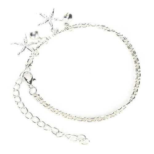 Bracelet De Cheville Étoile De Mer - Double Layered Beach Foot Bracelet De Cheville En Argent