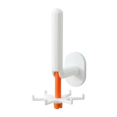 L Crochets d'ustensiles rotatifs Crochet porte-ustensiles suspendu auto-adhésif à 6 griffes pour la salle de bain de cuisine