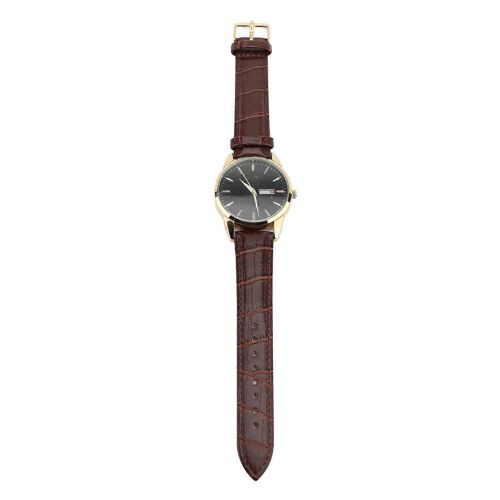 Montre À Quartz Lumineuse Pour Hommes À Cadran Noir : Bracelet En Cuir Pu Étanche De 30 M Avec Affichage De La Date Pour Les Entreprises