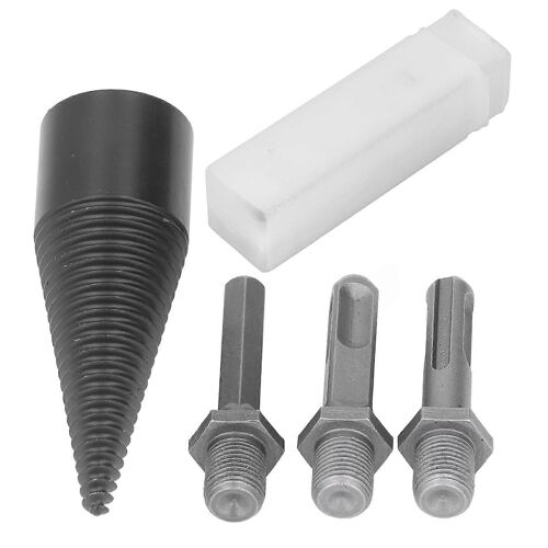 Bois de chauffage Bit Cone Wood Fendre Perceuse Outil de fendeuse de bûches en acier au carbone avec tige amovible 3pcs 32mm / 1.3in