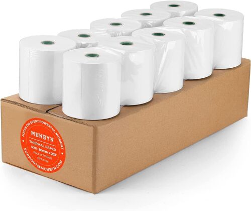 JEXNOVASHOP-Papier Thermique 80mm POS Bobine 80x50mm Rouleau Ticket De Caisse 3 1/8" x 2" 10 Rolls Rouleau thermique 80x50mm