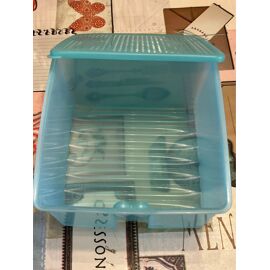 2 boîtes octogonale vitrine couvercle rouge 2 grande haute tupperware