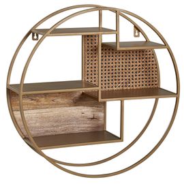Étagère Murale 62 Cm Ronde Bois Massif Et Metal Industrielle Pour Le Mur