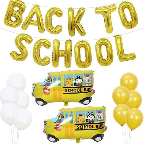 Ensemble de ballons de retour à l¿école - Paquet de 24 | Décorations de retour à l¿école | Bannière de retour à l¿école pour les décorations de fête de retour à l¿école | Autobus scolaire B