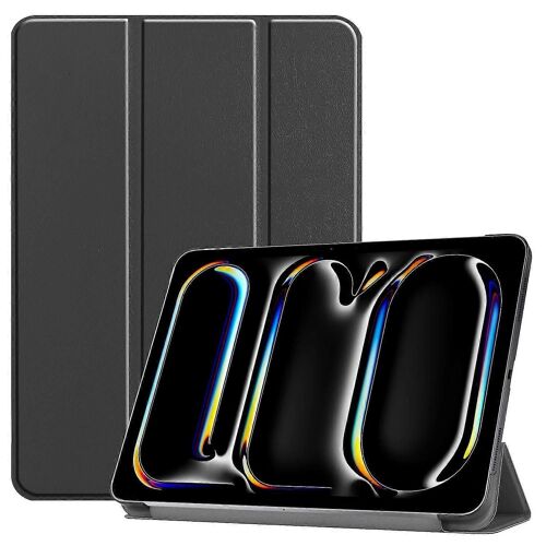 Pour iPad Pro 11 (2024) Coque de tablette PC + PU Auto Wake Sleep avec support à trois volets - Bleu