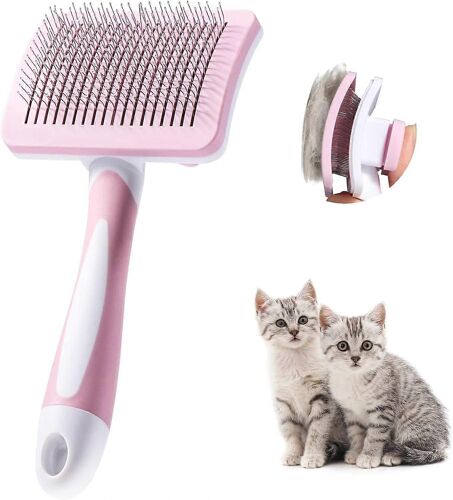 Brosse Pour Chat Pour Chien, Brosse Pour Chat, Brosse Autonettoyante Pour Animaux De Compagnie, Brosse À Poils Longs Et Courts, Pour Les Chiens Les Chats Enlèvent Efficacement Les Enchevêtrements De Sous-Poil Tomentose 10,9 * 16,9 Cm