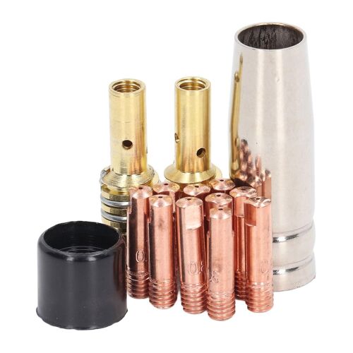 14 pièces MIG pistolet de soudage accessoire torche de soudage en cuivre buse de contact conducteur buse de gaz kit de couverture de bielle