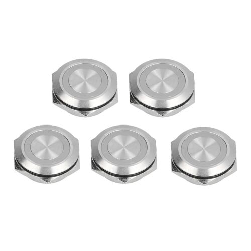 5 Pcs Momentané Bouton-Poussoir Interrupteur Métal Auto Reset Ultra Mince Étanche avec LED 25mmDC12   24V Blanc
