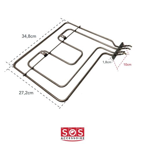 SOS Accessoire Résistance de voute/grill 1100W + 1100W pour Four cuisinière 262900064 BEKO ESSENTIEL B FAR GRUNDIG LEISURE LISTO Four cuisinière (262900064 BEKO ESSENTIEL B FAR GRUNDIG LEISURE LISTO)