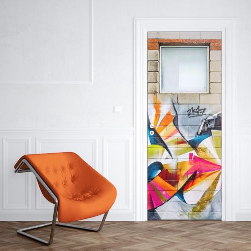Sticker Porte Brique Graffiti - 204 x 83 cm