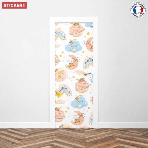 Sticker Porte Bonne Nuit Pastel - 204 x 73 cm
