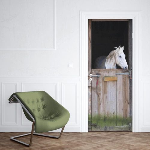 Sticker Porte Écurie Cheval - 204 x 63 cm