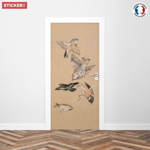 Sticker Porte Oiseaux Gravures - 204 x 93 cm