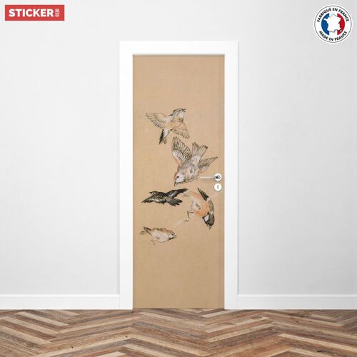 Sticker Porte Oiseaux Gravures - 204 x 73 cm