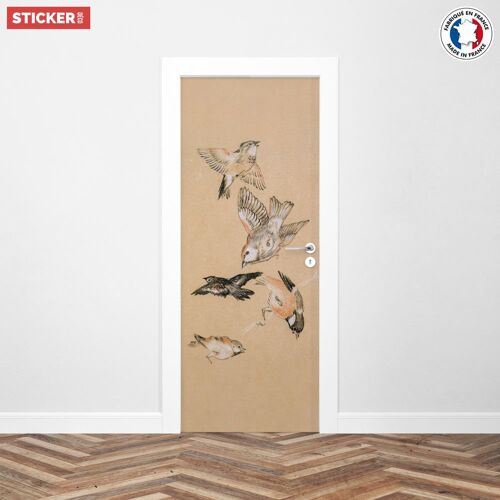 Sticker Porte Oiseaux Gravures - 204 x 83 cm
