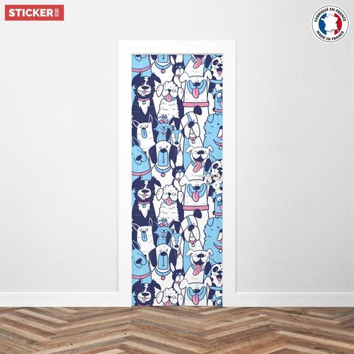 Sticker Porte Chiens Bleus - 204 x 73 cm