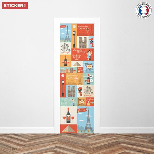 Sticker Porte Affiche Paris - 204 x 63 cm