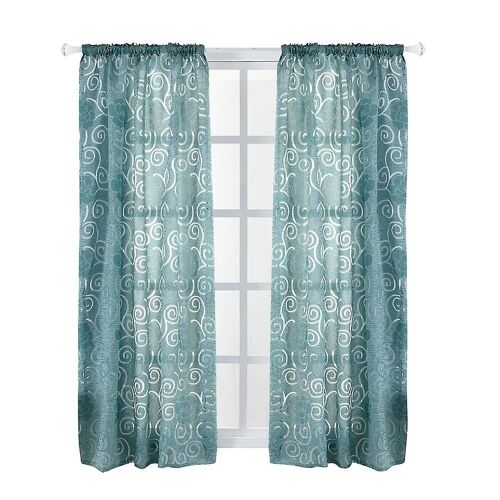 Polyester Motif Floral Fenêtre Rideau Ombre Occultant Chambre Salon (Vert)