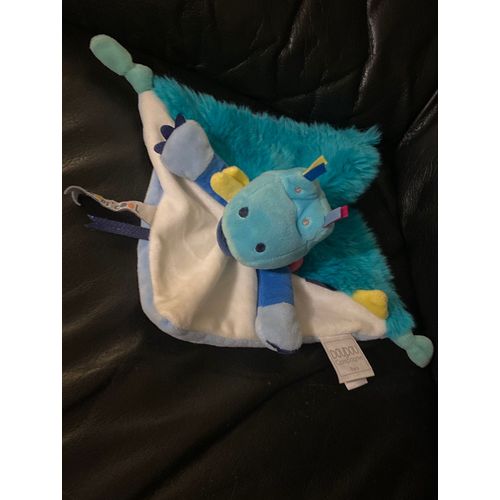 Doudou play crocodile tropicool doudou et compagnie bleu blanc et jaune 