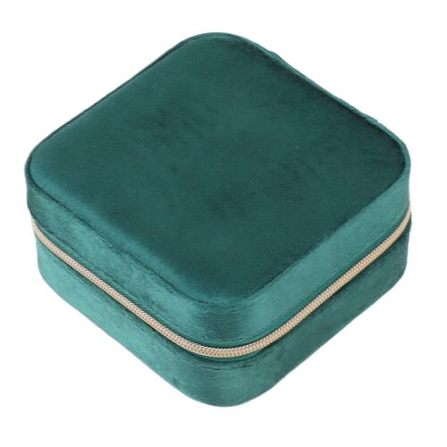 Boîte à bijoux en velours Compact Petit organisateur de voyage à fermeture éclair Étui de rangement portable pour un usage quotidien Vert noirâtre