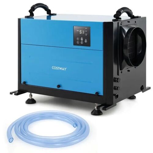 Déshumidificateur Professionnel COSTWAY-58,5 L/Jour-3 Modes-Minuterie 24 H-Tuyau de Vidange-Dégivrage Auto-Sous-Sol-Entrepôt-Bleu