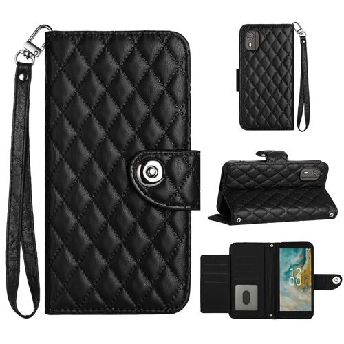 Étui Pour Nokia C02 Bande De Poignet Titulaire De La Carte Portefeuille Couverture Protection Élégante Antichoc - Noir