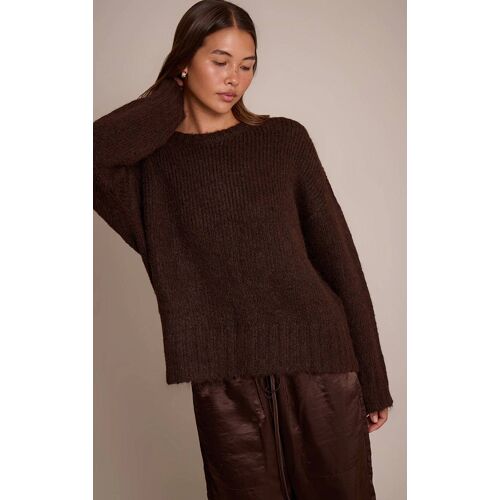 Pull Oversize Côtelé Chocolat, Chocolat