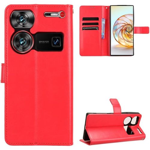 Kal-Zte Nubia Z60 Ultra Coque [Étui Portefeuille] [Fonction Support] [Slots Pour Cartes] [Couverture À Rabat Magnétique] Compatible Avec Le Smartphone Zte Nubia Z60 Ultra(Rouge)