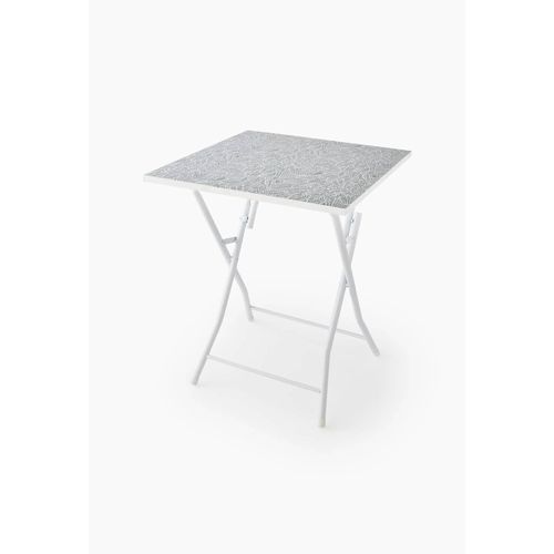 Table Pliante Imprimée, 60xh75cm, En Métal Et Bois