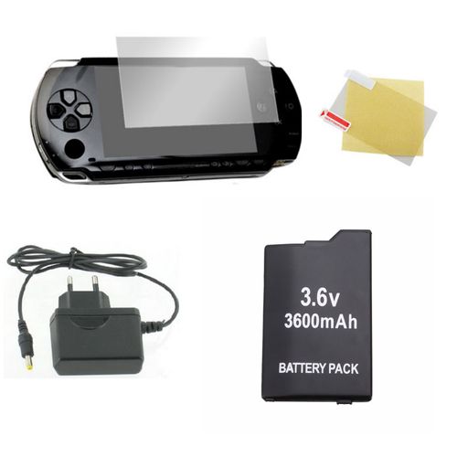 Pack Démarrage PSP FAT 1000 1004 : Chargeur Secteur, Batterie Haute Capacité et Film de Protection écran - Straße Game