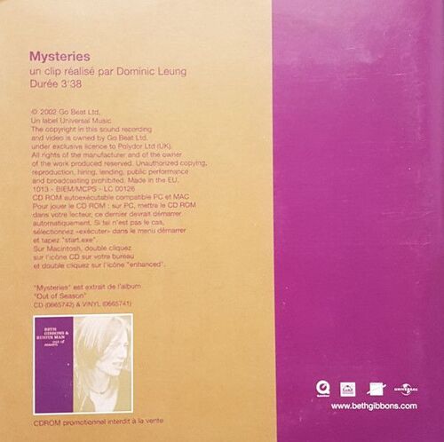 Beth Gibbons & Rustin Man "Mysteries - Un Clip Réalisé Par Dominic Leung" Cdrom Video