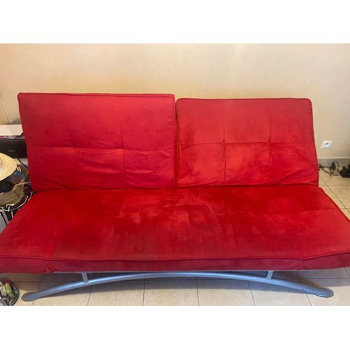 Canapé Convertible Rouge Velour 