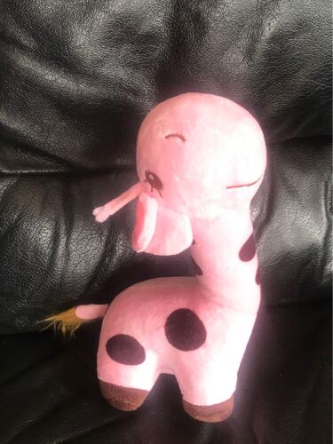 Doudou Peluche Girafe Rose Et Marron 23cm