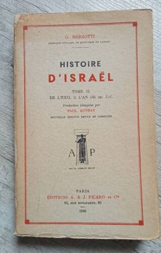 Histoire D'israël.Tome 2 Par R.Riggioti 1948.