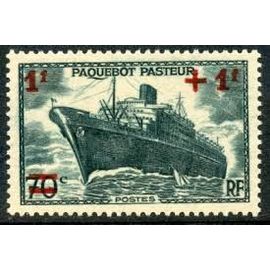 Au Profit Des Oeuvres De Mer : Lancement Du Paquebot "Pasteur" Surchargé Année 1941 N° 502 Yvert Et Tellier Luxe
